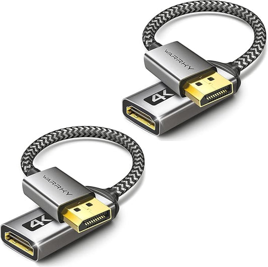 WARRKY DisplayPort to HDMI Adapter 2-Pack (4K, UHD), [24K Gold-Plated, Slim Aluminum Shell] Display Port to HDMI/DP to HDMI Adapter for Lenovo, DELL, HP, ThinkPad, GPU, AMD, NVIDIA&More