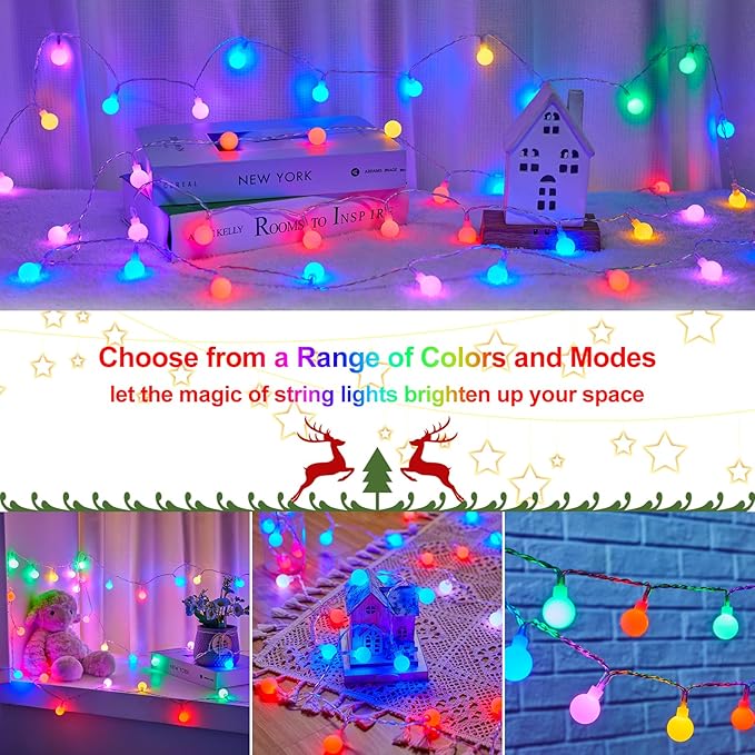 Minetom RGB LED String Lights - 21FT 60 LED Battery Operated Globe Lights with Remote, Color Changing Fairy Lights for Bedroom RV Christmas Valentine's Day Party Wedding Camping Indoor Outdoor Decor
