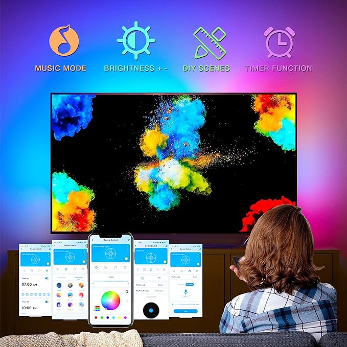 DAYBETTER Led Lights for TV 75 Inches,TV Led Backlight,16.4ft Led TV Lights for 55-75inch TV Lights Behind,USB Led Strip Lights with Remote,TV Led Lights for Bedroom,Mood Lighting,Gaming Room Decor