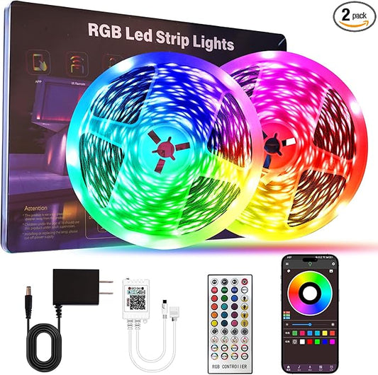 150 FT LED Strip Lights for Bedroom (2 Rolls 75 FT) with Remote and Application Controlled Smart LED Lights, Music Synchronized RGB Color Changing Light, Suitable for Room Party Decoration