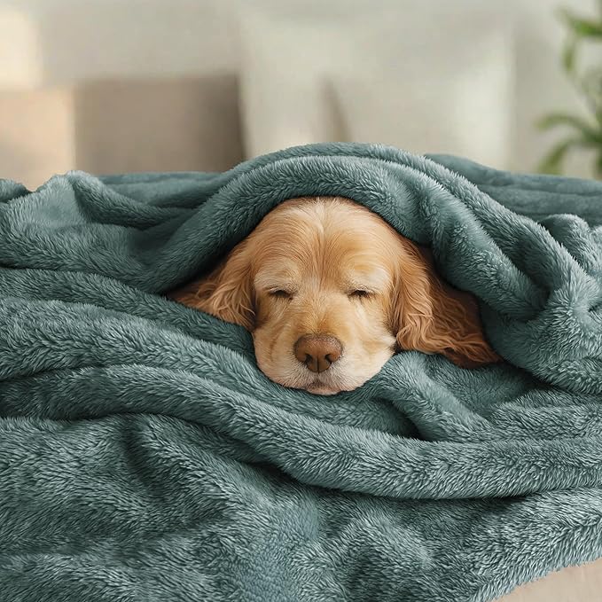 Exclusivo Mezcla Plush Fuzzy Fleece Bed Blanket Twin Size, Super Soft, Fluffy and Warm Blankets, Suitable for All Seasons (Celadon, 90x66 Inches)