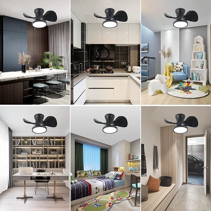ocioc Quiet Ceiling Fan with LED Light 22 inch Large Air Volume Remote Control for Kitchen Bedroom Dining Room Patio