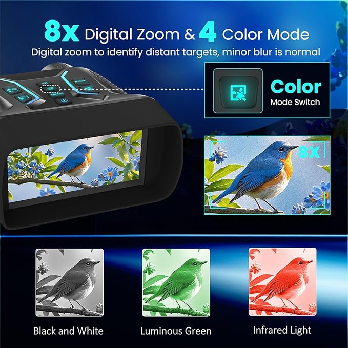 Night Vision Binoculars for Adults & Kids - 4.5'' Screen Infrared Night Vision Goggles Camera with Case, 4K Video & 36MP Photos, 8X Digital Zoom, 7-Level Infrared, 4500mAh Battery for Camping,Security