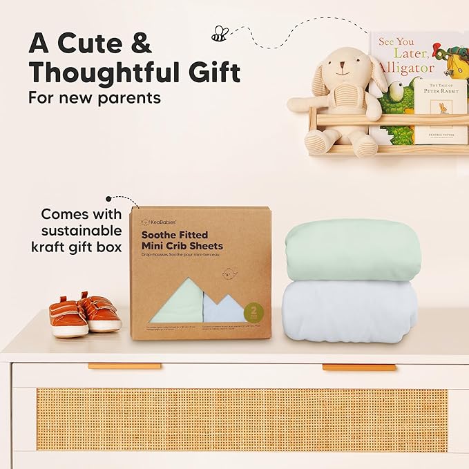 KeaBabies 2-Pack Organic Crib Sheets for Boys, Girls - 52x28 Fitted Crib Mattress Sheet Neutral, Breathable Jersey Cotton Cover for Baby Bed, Toddler Mattress, Soft & Cute Prints (Cove)