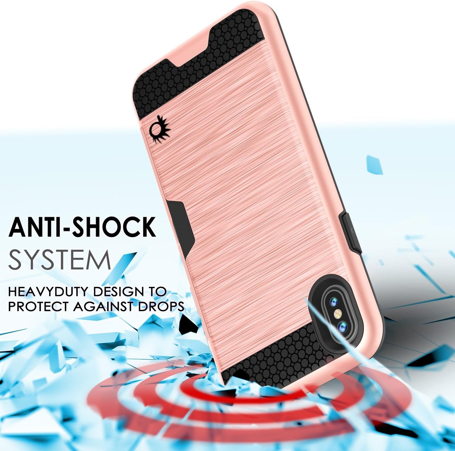 Punkcase for iPhone X Case [Slot Series] - Slim Fit Universal Armor Cover with Integrated Anti-Shock System, Credit