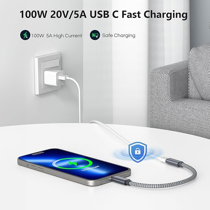 RUXELY USB C Data Blocker for iPhone 16,0.5ft 3Pack Charge Only Type-C Male to Female Defender Cable Protect Against Juice Jacking,USB C Power Connector for Samsung Galaxy S25 S24,iPad Air Mini,Tablet
