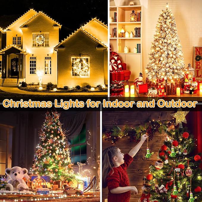 Decute 800LED 272ft Christmas String Lights UL Certified 8 Modes, Waterproof Outdoor Indoor Twinkle Starry Light for Christmas Tree Patio Garden Party Decor Warm White