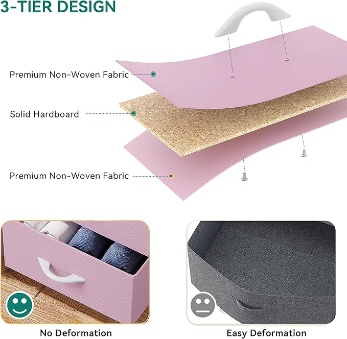 YITAHOME Pink Dresser for Bedroom, 7 Drawers Fabric Dresser, Organizer Unit for Living Room, Hallway, Closets - Sturdy Steel Frame, Wooden Top & Easy Pull Fabric Bins