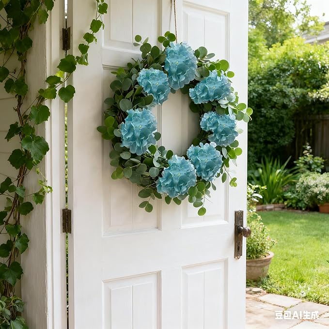 100PCS Artificial Hydrangea Flowers, Fake Flowers Silk Hydrangea Full Flowers Heads with Stems for Wedding Home Party Shop Baby Shower Decor (Yellow Blue)