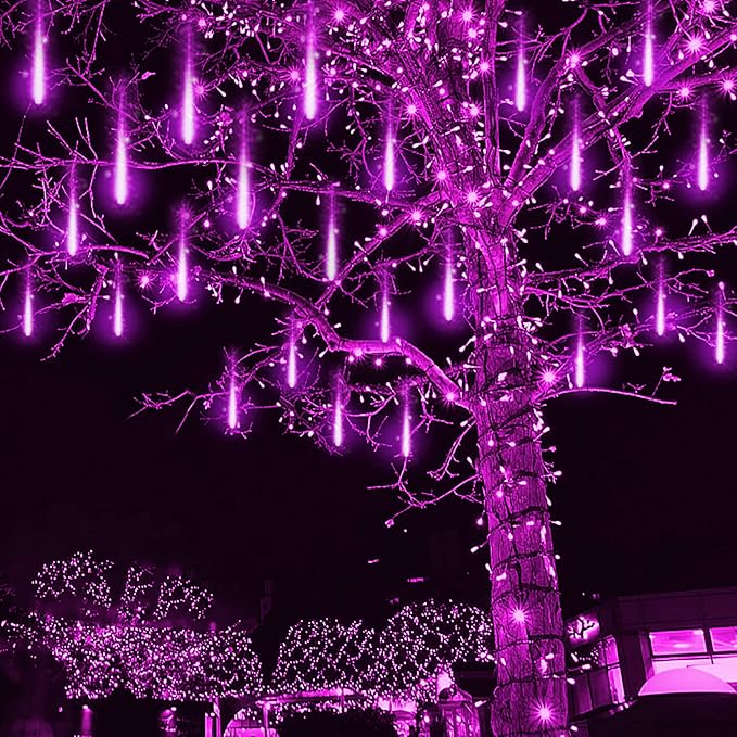Kwaiffeo Halloween Lights, Waterproof Meteor Shower Lights for Halloween Christmas New Year Decorations Outdoor, 8 Tube, UL Plug