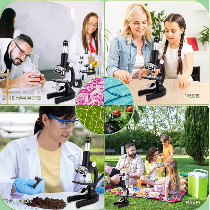 Microscope 40X-2500X Magnification with 4.3-inch Display, Wide-Angle 10X and 25X eyepieces, and Built-in 5-megapixel Camera for School Labs, Animal Husbandry (Black)