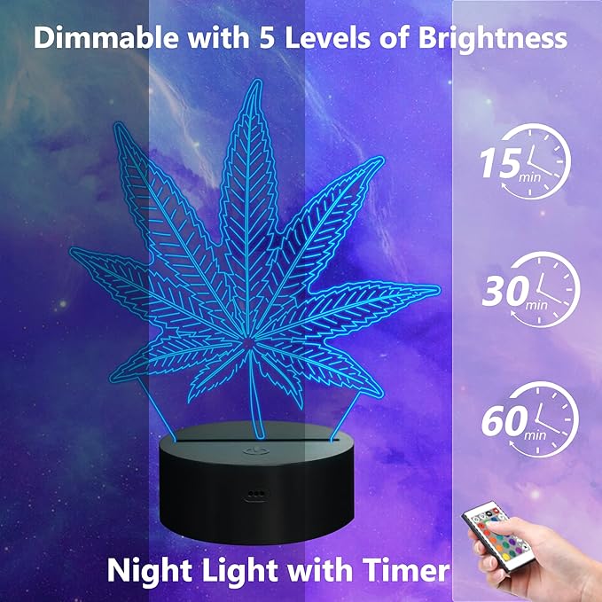 FULLOSUN 3D Night Light, 3D Illusion Lamp with Remote Control 16 Colors Changing Table Desk Bedroom Decor Optical Home Room Store Decoration