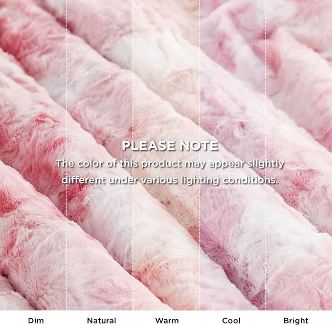 Bedsure GentleSoft Sherpa Fluffy Blanket Queen Size for Bed - Fleece Warm and Cozy for Women Gift, Plush & Fuzzy Faux Fur Blanket for Couch, Sofa and Decor, Tie Dye Design, Pink, 90x90 Inches