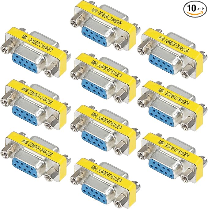 abcGoodefg 9 Pin DB9 Cable Gender Changer Female to Female VGA Gender Changers Coupler Adapter 10 Pack