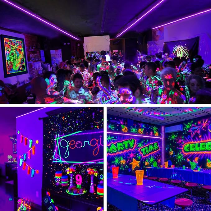 Onforu 65.6ft LED Black Light Strip, 1200 Units Lamp Beads, 12V Flexible Blacklight Fixtures, 20m LED Ribbon, Non-Waterproof Black Lights for Glow Party, Indoor Birthday Halloween Party, Body Paint