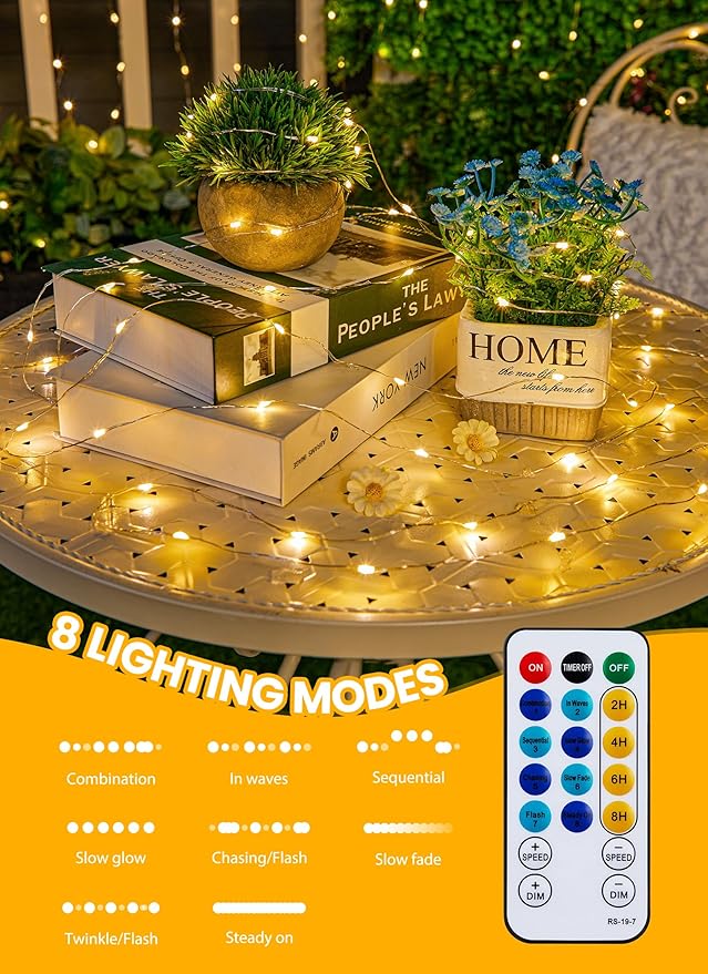 Fairy Lights with Remote, 8 Modes & Timer, 66 Feet 200 Led Christmas Light Twinkle Lights Plug in, Waterproof String Lights for Bedroom Decor Home Girl's Room Garden Party Christmas Decorations