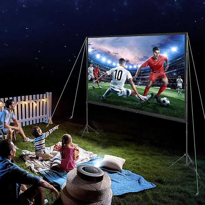 VEVOR Projector Screen with Stand, 120 inch 16:9 4K 1080 HD Outdoor Movie Screen with Stand, Wrinkle-Free Projection Screen with Tripods and Carry Bag, for Home Theater Cinema Backyard Movie Night