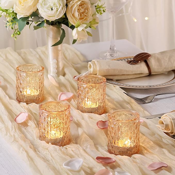 12pcs Gold Votive Candle Holders- Tealight Candle Holder for Table Centerpiece, Glass Candle Holder for Wedding Table Decor, Home Decor and Party Decor