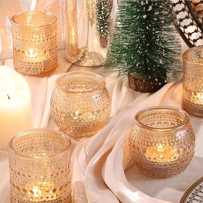 40 Pcs Assorted Gold Votive Candle Holders Bulk- Gold Candle Holders Bulk for Thanksgiving Christmas Table Decorations, Glass Tealight Candle Holder for Fall Wedding Table Centerpieces