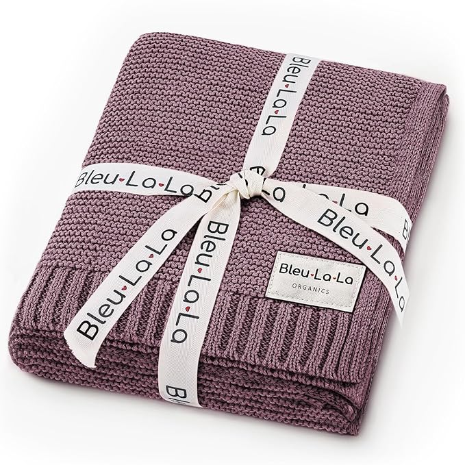 Heritage Knit Organic Cotton Receiving Swaddle Blanket for Girls - 100% Luxury Organic Cotton Knit Warm Cozy Crib Quilt Swaddle Blanket for Newborns Infants Babies & Toddlers (0-2Yrs - Sugar Plum)
