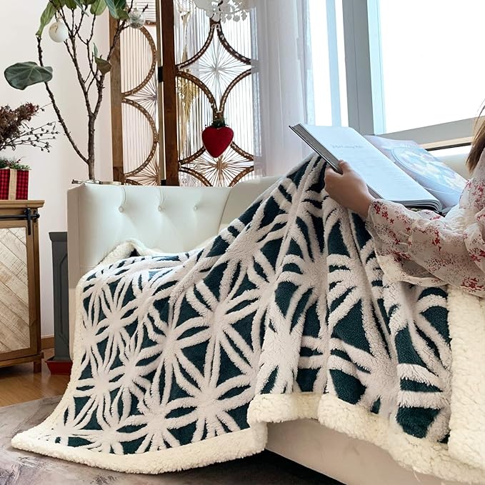 LOMAO Sherpa Fleece Blanket Fuzzy Soft Throw Blanket Dual Sided Blanket for Couch Sofa Bed (Navy, 51"x63")