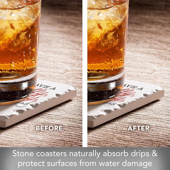 Thirstystone Merry Lodge Creatures 4 Pack Assorted Tumbled Tile Stone Coasters with Protective Cork Backing 4" Square Manufactured in The USA