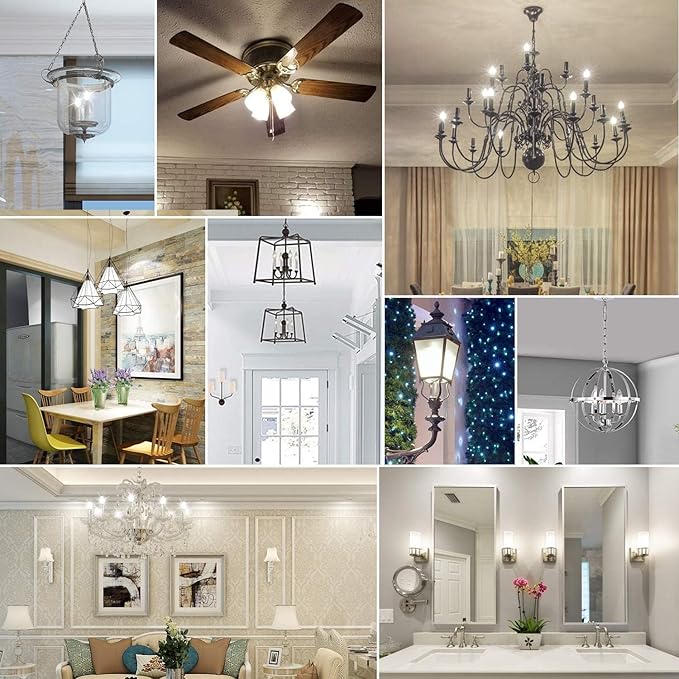 6-Pack Dimmable E12 LED Candelabra Bulbs 40Watt Equivalent, 5000K Daylight White, 450Lumens, 4W B11 Vintage Chandelier Light Bulbs, LED Filament Clear Glass Candle Lamp for Ceiling Fan Home Decor
