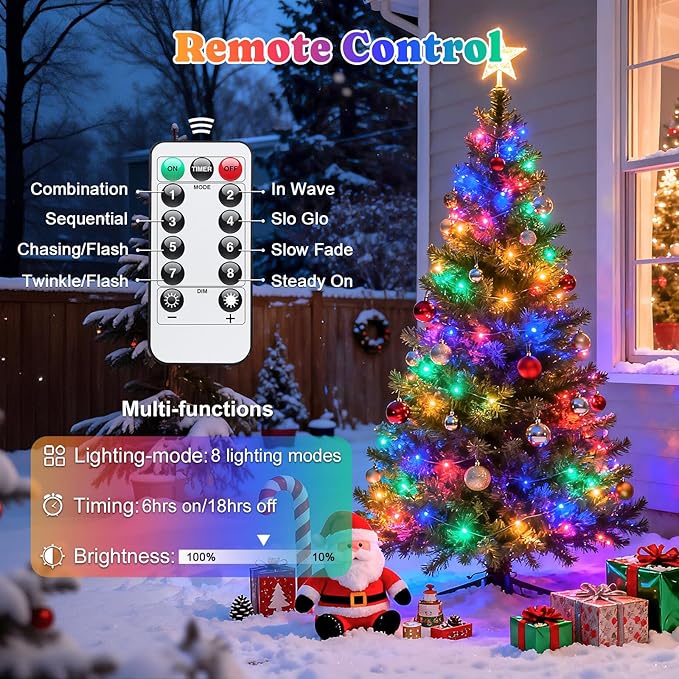 JMEXSUSS 2 Pack Multicolor Fairy Lights Battery Operated, Total 400 LED 132ft Multicolor String Lights with Remote, 8 Modes Christmas Fairy Lights for Bedroom Patio Garden Deck Christmas Decorations