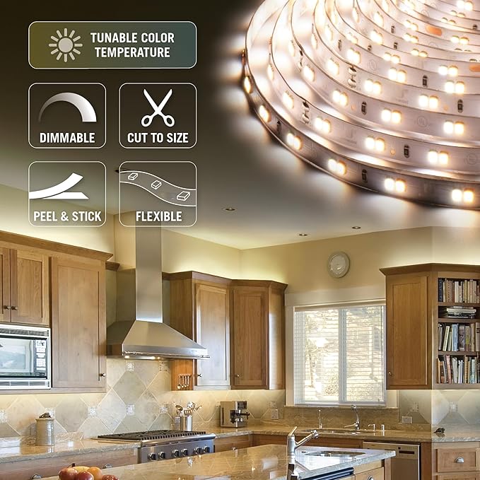 Armacost Lighting 421501 Ribbon Flex Home Tunable White LED Tape Light Kit with Remote, 16 ft