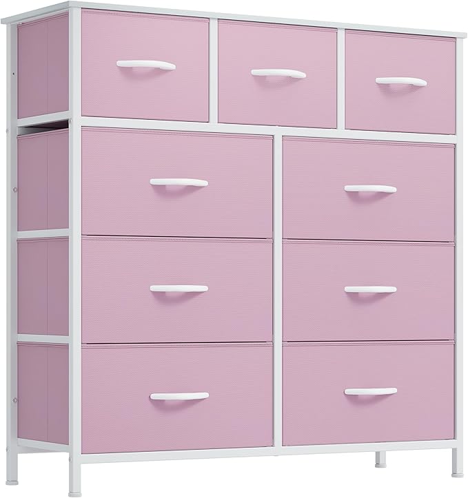 YITAHOME Dresser for Bedroom with 9 Drawers, Closet Dresser & Chest of Drawers for Living Room, Closets - Sturdy Steel Frame, Wooden Top & Easy Pull Fabric Bins