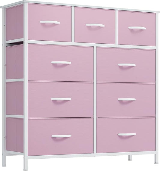 YITAHOME Dresser for Bedroom with 9 Drawers, Closet Dresser & Chest of Drawers for Living Room, Closets - Sturdy Steel Frame, Wooden Top & Easy Pull Fabric Bins