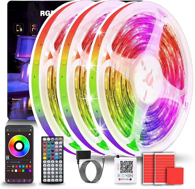 Led Lights for Bedroom 300FT (3 Rolls of 100ft), Color Changing RGB Led Strip Lights with 60 Keys Remote and App Control, Music Sync Led Lights for Room Kitchen Party Home Decor
