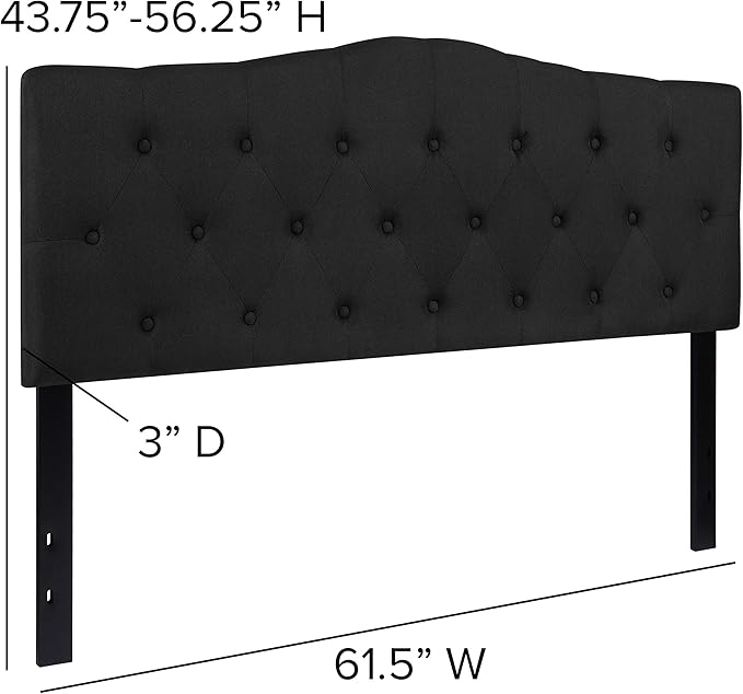 Flash Furniture Cambridge Tufted Upholstered Queen Size Headboard in Black Fabric