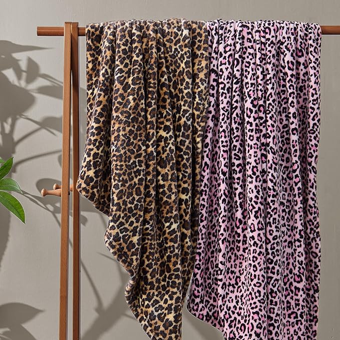 BEDELITE Leopard Print Throw Blanket – Soft Cheetah Blanket for Bed & Couch, Cozy Lightweight Fleece Animal Print Throw, 50"x 60", Brown