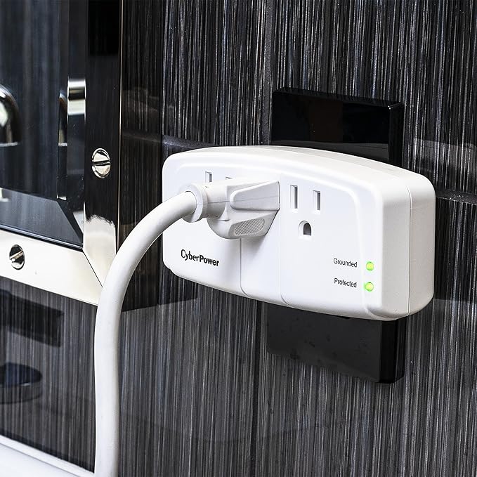 CyberPower CSB300W Essential Surge Protector, 900J/125V, 3 Outlets, Wall Tap