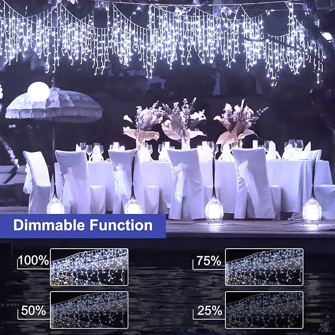 Brightown Icicle Lights Outdoor, 40Ft White Christmas Lights with 81 Drops and 432 LED Icicle Drops, Remote and Timer Controlled, Perfect for House Eaves and Wedding Decor, Pure White