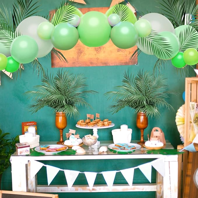 Yunsailing 60 Pieces 25" Artificial Palm Leaves Faux Tropical Palm Fronds Large Fake Greenery Plants Leaf Branches for Wedding, Palm Sunday, Flower Arrangement, Hawaiian Jungle Safari Party