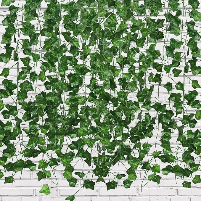 RECUTMS Fake Vines for Room Decor 86 FT Artificial Ivy Garland Hanging Plants Faux Greenery Leaves Bedroom Decor Aesthetic for Wall Wedding Party Home Garden Office Patio Outdoor Decoration(12 Pack)