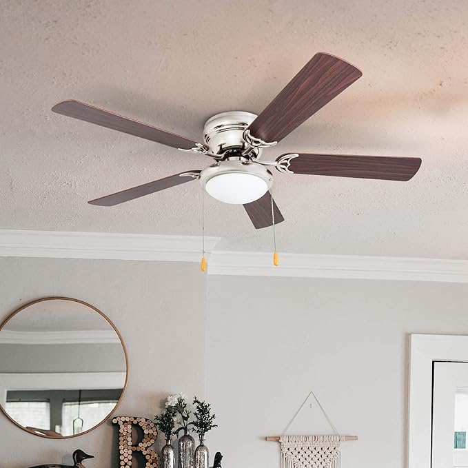 Portage Bay 50252 Hugger 52" Brushed Nickel West Hill Ceiling Fan with Bowl Light Kit