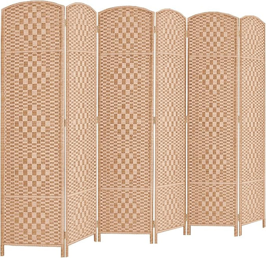 Rose Home Fashion 6 ft Tall Room Divider, Room Dividers and Folding Privacy Screens, 15.7in Privacy Screen 6 Panel Partition Temporary Wall Separation for Private, Natural