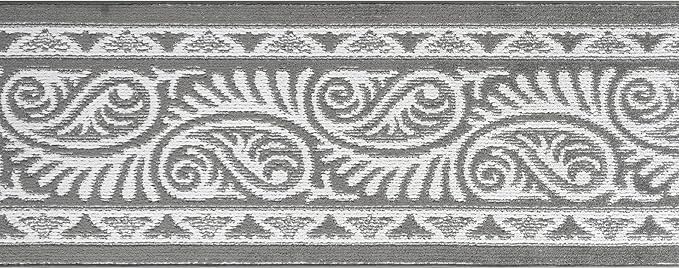 Custom Length Cut to Size Tribal Ethnic Southwestern Inspired Hallway Runner Rug, Non Slip Rubber Backed, 31 inch Wide X Customized Length, Mayan Grey, 31 inch X 6 feet
