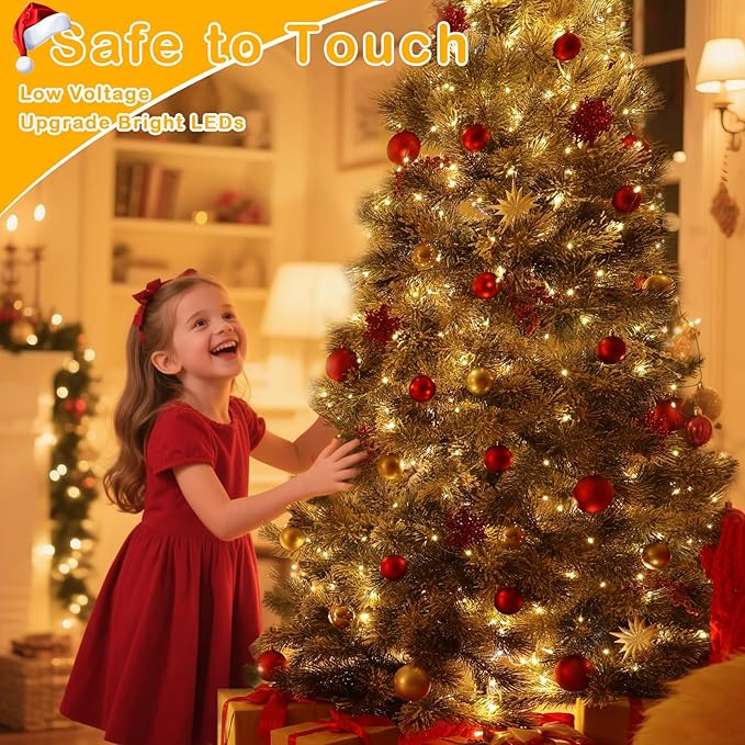 Decute 500LED 164FT Christmas Tree String Lights Green Wire Dimmable with Remote Control, UL Listed Plug in Fairy Starry Lights Decorative for Christmas Tree Party Wedding Indoor Outdoor Warm White