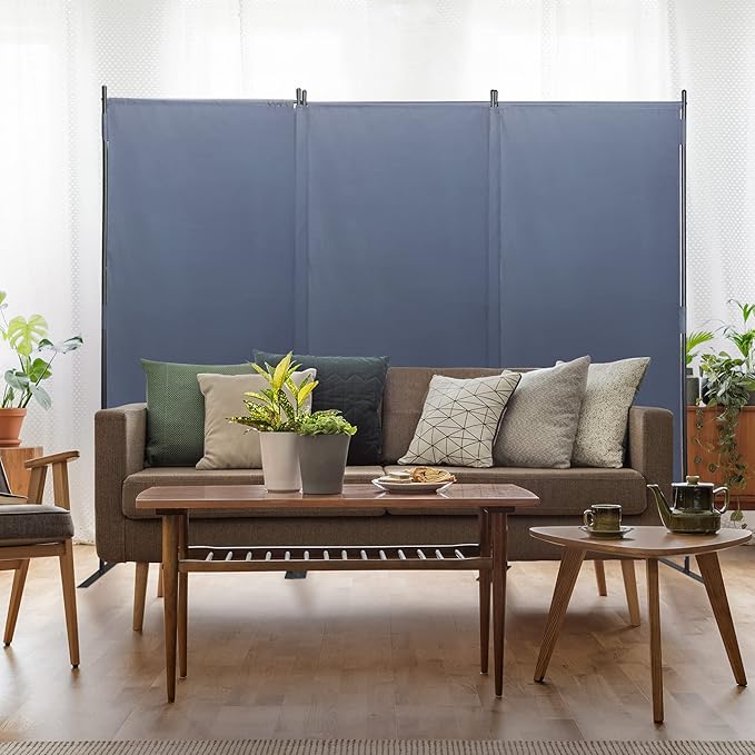 Room Divider Screen JAXPETY 6Ft Room Partition Wall Divider 88" W Folding Privacy Screens Indoor Room Partitions and Dividers Freestanding Room Separator for Office Hospital, Bluish Grey