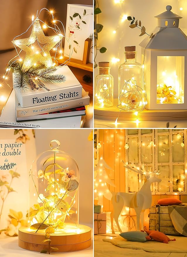 Minetom Fairy String Lights, 33Ft 100 LED Mini Battery Operated Fairy Lights Copper Wire Twinkle Lights Mason Jar Lights, Waterproof Starry Firefly Lights for Party Wedding Christmas Decor