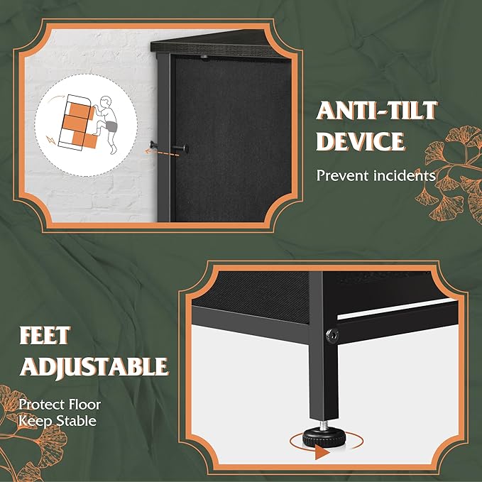 WLIVE Fabric Dresser for Bedroom, Tall Dresser with 8 Drawers, Storage Tower with Fabric Bins, Double Dressers, Chest of Drawers for Closet, Living Room, Hallway, Charcoal Black