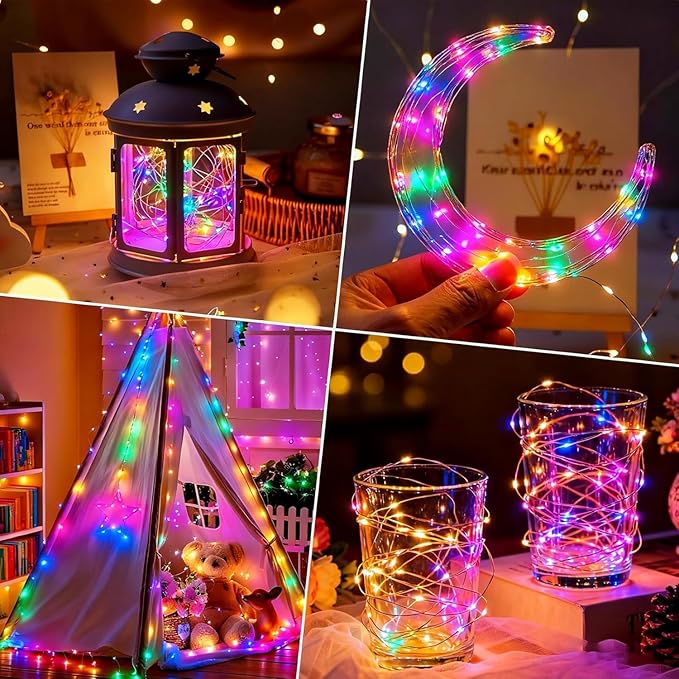 ZNYCYE 50 LED Fairy Lights with Timer, 6 Pack 8.2 Ft 8 Modes Battery Operated String Lights, Multi-Color for DIY Wedding Bedroom Mason Jar Vases Table Party Christmas Decoration