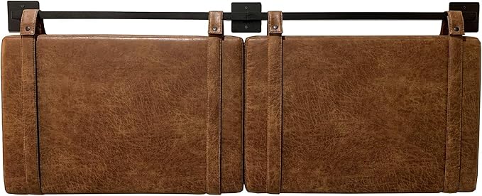 Nathan James Harlow Modern Wall Mount Hanging Headboard, Queen, Brown Faux Leather