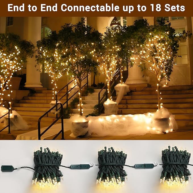 Brizled Gentle Twinkle Christmas Lights, 33ft 100 LED Christmas String Lights, 120V UL Certified Xmas Tree Light Connectable Twinkle Xmas Light Indoor Outdoor for Home Tree Holiday Wedding Patio Decor