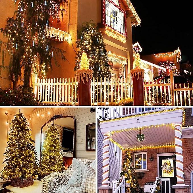 KOUQIYA Battery Operated Christmas Lights White Wire, 2 Pack17ft 50 LED Mini String Light with Auto-Timer 8 Modes Waterproof Tree Lights (Warm White)
