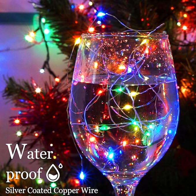 Christmas Fairy Lights Battery Operated-15 Packs 20 LED 6.6FT Silver Wire String Lights Firefly Starry Lights for DIY Custom Wedding Party Table Centerpiece Decoration (Multicolor)